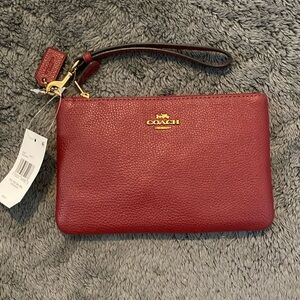 BRAND NEW W/TAGS! Coach Polished pebble small wristlet - Cherry
